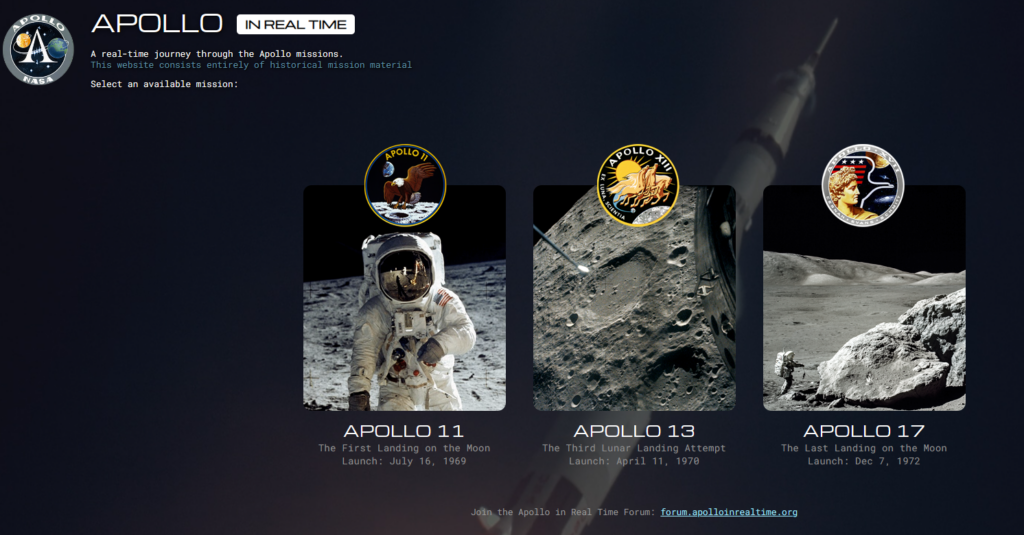 Trois missions Apollo : 11, 13 et 17 