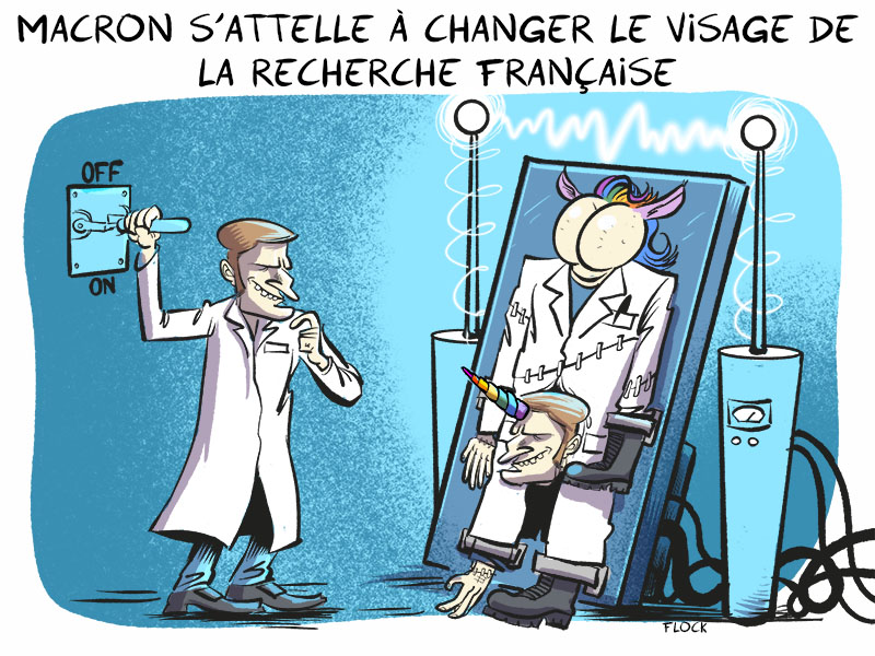 Emmanuel Macron joue à Chamboule-tout dans la recherche française