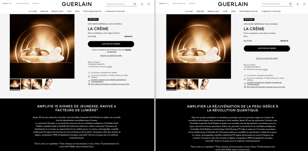 Guerlain crème quantique version 2 janvier vs 4 janvier