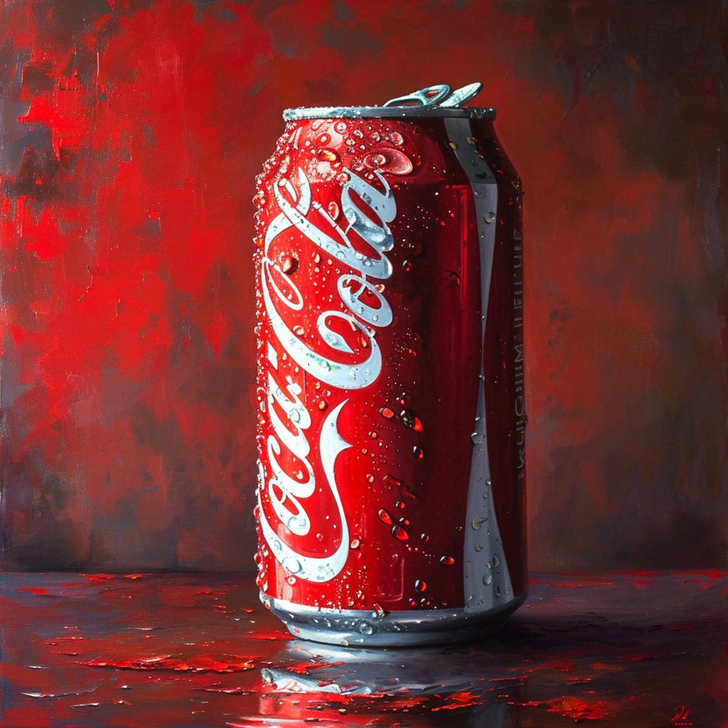 Canette siglée de la marque Coca-Cola, générée sur Midjourney par Next.