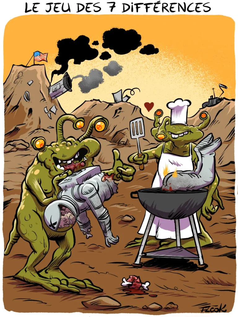 ☕️ Flockeries d’été : sept différences sur le gril d’un barbecue maison, version Mars Attacks